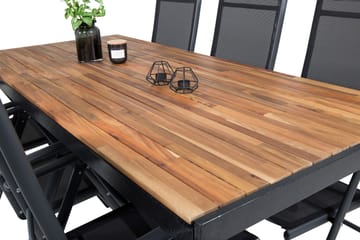 Bois Matgrupp Utomhus 200cm + 6 Break Positionsstolar - Svart/Grå - Utemöbler & utemiljö - Utegrupp - Matgrupp utomhus