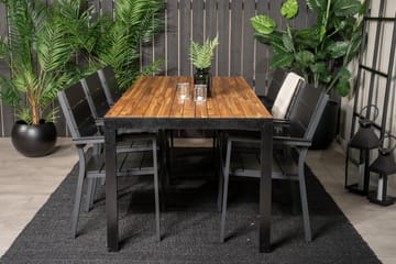 Bois Matgrupp Utomhus 200cm + 6 Levels Stapelbara Matstolar - Svart - Utemöbler & utemiljö - Utegrupp - Matgrupp utomhus