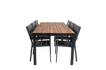 Bois Matgrupp Utomhus 200cm + 6 Levels Stapelbara Matstolar - Svart - Utemöbler & utemiljö - Utegrupp - Matgrupp utomhus