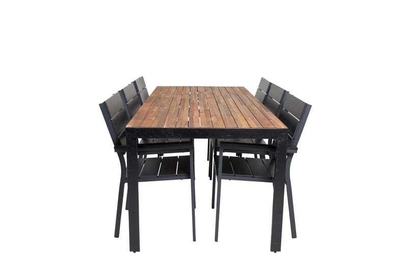Bois Matgrupp Utomhus 200cm + 6 Levels Stapelbara Matstolar - Svart - Utemöbler & utemiljö - Utegrupp - Matgrupp utomhus