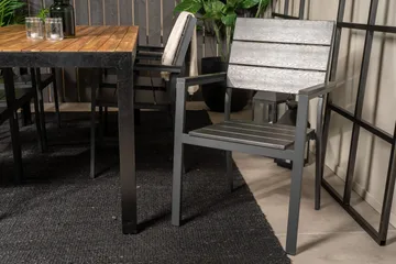 Bois Matgrupp Utomhus 200cm + 6 Levels Stapelbara Matstolar - Svart - Utemöbler & utemiljö - Utegrupp - Matgrupp utomhus