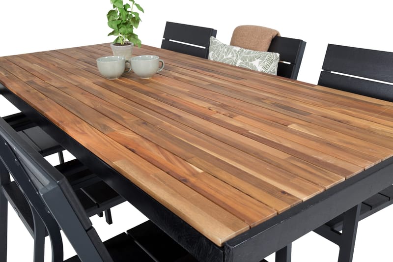 Bois Matgrupp Utomhus 200cm + 6 Levels Stapelbara Matstolar - Svart - Utemöbler & utemiljö - Utegrupp - Matgrupp utomhus