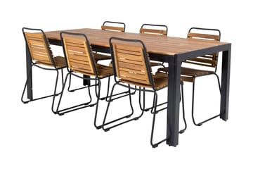 Bois Matgrupp Utomhus 200cm + 6 Matstolar - Natur/Svart - Utemöbler & utemiljö - Utegrupp - Matgrupp utomhus