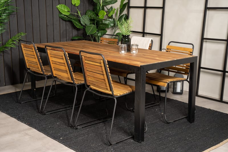 Bois Matgrupp Utomhus 200cm + 6 Matstolar - Natur/Svart - Utemöbler & utemiljö - Utegrupp - Matgrupp utomhus