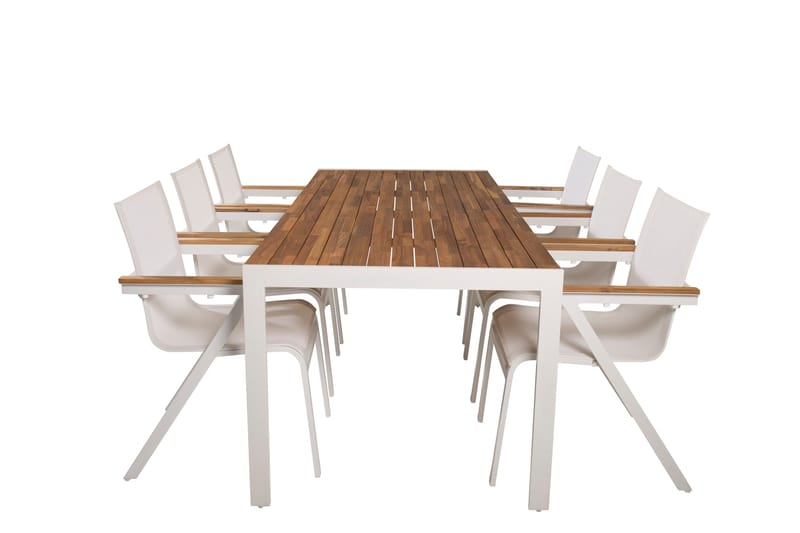 Bois Matgrupp Utomhus 200cm + 6 Mexico Karmstolar - Natur - Utemöbler & utemiljö - Utegrupp - Matgrupp utomhus