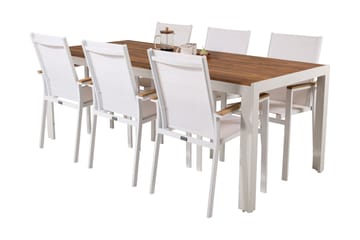 Bois Matgrupp Utomhus 200cm + 6 Texas Karmstolar - Svart/Grå - Utemöbler & utemiljö - Utegrupp - Matgrupp utomhus