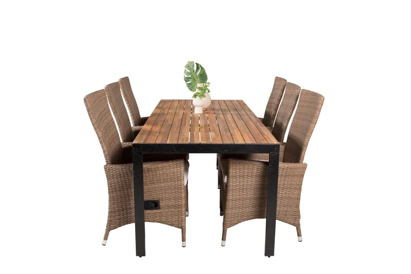 Bois Matgrupp Utomhus 200cm + 6 Padova Reclinerstolar - Antracit - Utemöbler & utemiljö - Utegrupp - Matgrupp utomhus