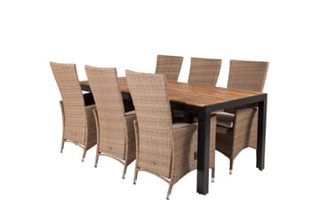 Bois Matgrupp Utomhus 200cm + 6 Padova Reclinerstolar - Antracit - Utemöbler & utemiljö - Utegrupp - Matgrupp utomhus