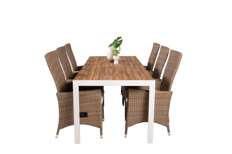 Bois Matgrupp Utomhus 205 cm + 6 st Padova Utefåtölj, Brun