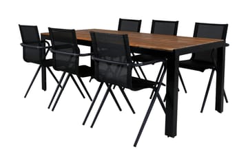 Bois Matgrupp Utomhus 205cm + 6 Alina Matstolar - Brun/Vit - Utemöbler & utemiljö - Utegrupp - Matgrupp utomhus