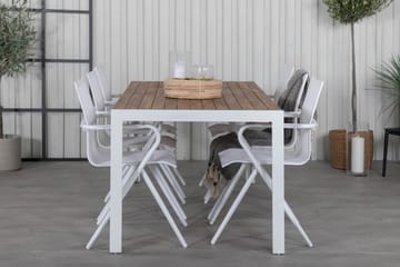 Bois Matgrupp Utomhus 205cm + 6 Alina Matstolar - Vit - Utemöbler & utemiljö - Utegrupp - Matgrupp utomhus