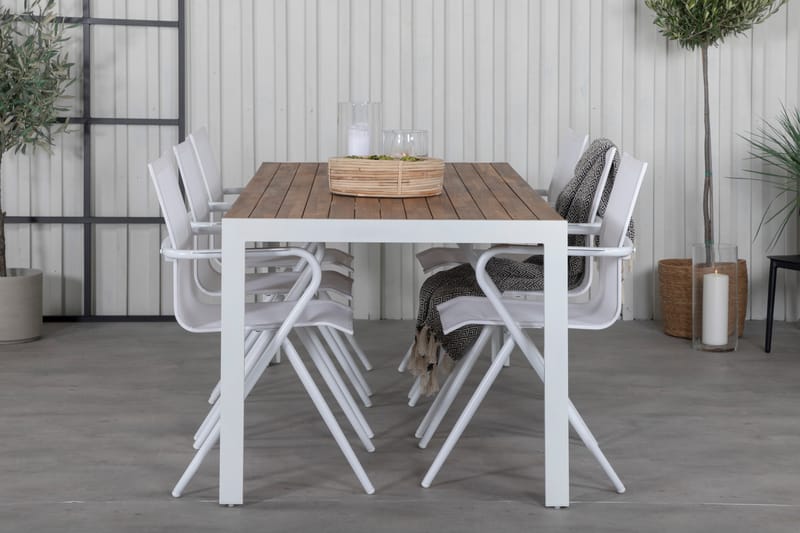 Bois Matgrupp Utomhus 205cm + 6 Alina Matstolar - Vit - Utemöbler & utemiljö - Utegrupp - Matgrupp utomhus