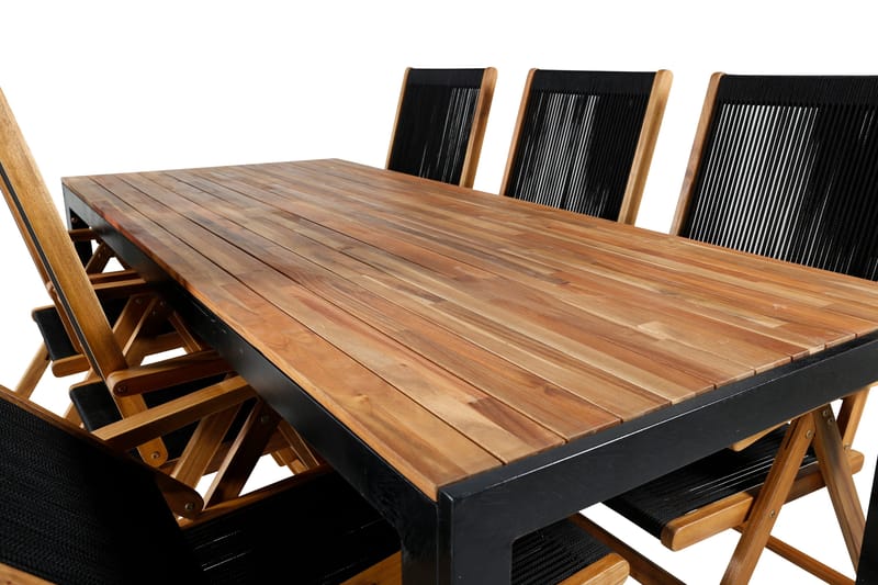 Bois Matgrupp Utomhus 205cm + 6 Little John Matstolar - Svart/Grå - Utemöbler & utemiljö - Utegrupp - Matgrupp utomhus