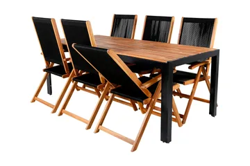 Bois Matgrupp Utomhus 205cm + 6 Little John Matstolar - Svart/Grå - Utemöbler & utemiljö - Utegrupp - Matgrupp utomhus