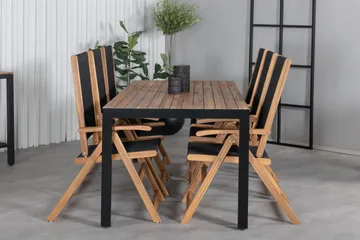 Bois Matgrupp Utomhus 205cm + 6 Little John Matstolar - Svart/Grå - Utemöbler & utemiljö - Utegrupp - Matgrupp utomhus