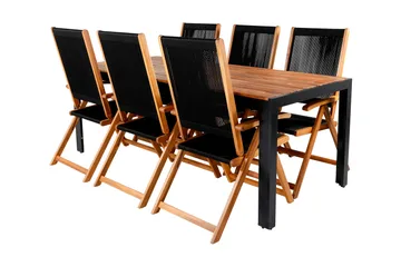 Bois Matgrupp Utomhus 205cm + 6 Little John Matstolar - Svart/Grå - Utemöbler & utemiljö - Utegrupp - Matgrupp utomhus