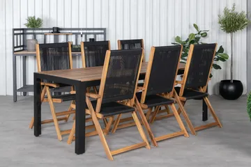 Bois Matgrupp Utomhus 205cm + 6 Little John Matstolar - Svart/Grå - Utemöbler & utemiljö - Utegrupp - Matgrupp utomhus