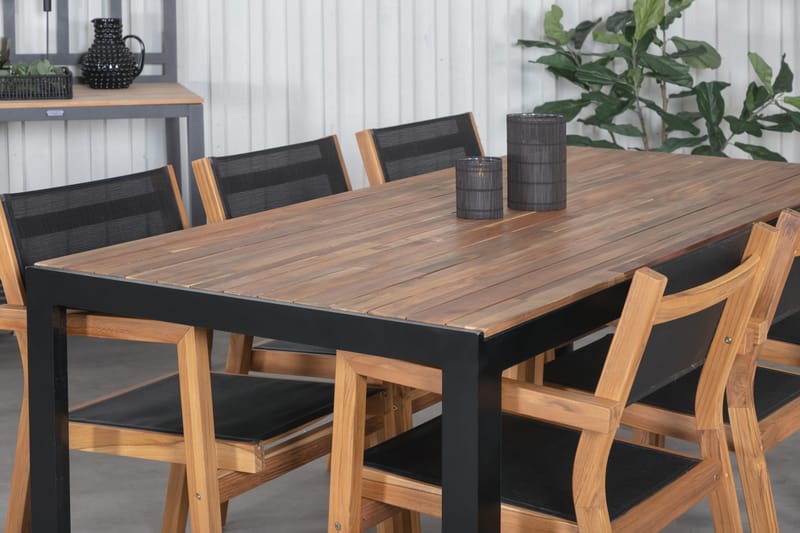 Bois Matgrupp Utomhus 205cm + 6 Venice Stapelbara Matstolar - Vit - Utemöbler & utemiljö - Utegrupp - Matgrupp utomhus