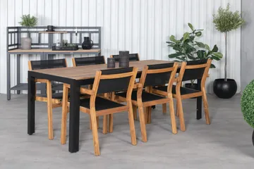 Bois Matgrupp Utomhus 205cm + 6 Venice Stapelbara Matstolar - Vit - Utemöbler & utemiljö - Utegrupp - Matgrupp utomhus