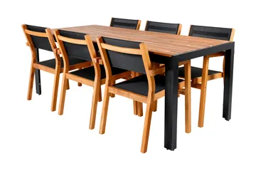 Bois Matgrupp Utomhus 205cm + 6 Venice Stapelbara Matstolar - Vit - Utemöbler & utemiljö - Utegrupp - Matgrupp utomhus