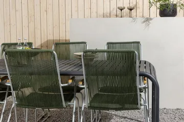 Borneo Matgrupp Utomhus 200 cm + 6 st Bois Karmstolar - Grön/Svart - Utemöbler & utemiljö - Utegrupp - Matgrupp utomhus