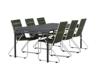 Borneo Matgrupp Utomhus 200 cm + 6 st Bois Karmstolar - Grön/Svart - Utemöbler & utemiljö - Utegrupp - Matgrupp utomhus