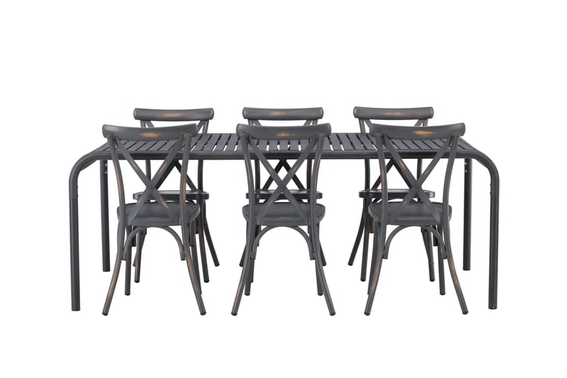 Borneo Matgrupp Utomhus 200 cm + 6 st Tablas Matstolar - Mörkgrå/Svart - Utemöbler & utemiljö - Utegrupp - Matgrupp utomhus