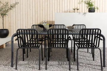 Borneo Matgrupp Utomhus 200 cm + 6 st Peking Karmstolar - Svart - Utemöbler & utemiljö - Utegrupp - Matgrupp utomhus