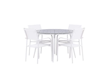 Matgrupp Utomhus Break 120 cm Rund med 4 Santorini Utestolar - Grå - Utemöbler & utemiljö - Utegrupp - Matgrupp utomhus