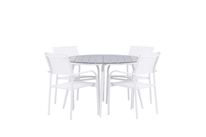 Matgrupp Utomhus Break 120 cm Rund med 4 Santorini Utestolar - Grå - Utemöbler & utemiljö - Utegrupp - Matgrupp utomhus