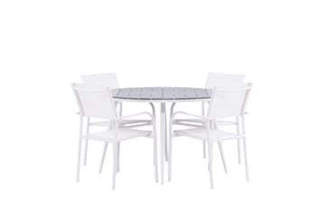 Matgrupp Utomhus Break 120 cm Rund med 4 Santorini Utestolar - Grå - Utemöbler & utemiljö - Utegrupp - Matgrupp utomhus