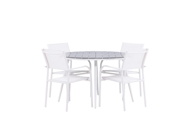 Matgrupp Utomhus Break 120 cm Rund med 4 Santorini Utestolar - Grå - Utemöbler & utemiljö - Utegrupp - Matgrupp utomhus