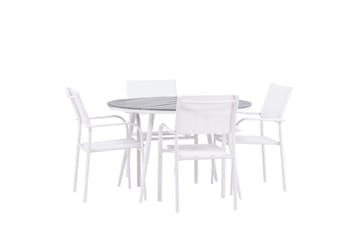 Matgrupp Utomhus Break 120 cm Rund med 4 Santorini Utestolar - Grå - Utemöbler & utemiljö - Utegrupp - Matgrupp utomhus
