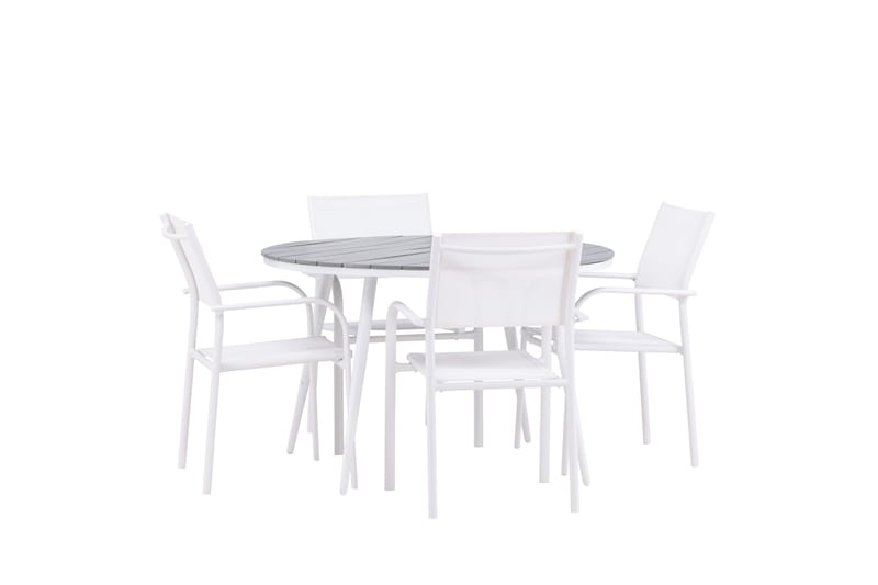 Matgrupp Utomhus Break 120 cm Rund med 4 Santorini Utestolar - Grå - Utemöbler & utemiljö - Utegrupp - Matgrupp utomhus