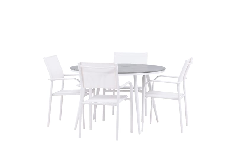 Matgrupp Utomhus Break 120 cm Rund med 4 Santorini Utestolar - Grå - Utemöbler & utemiljö - Utegrupp - Matgrupp utomhus