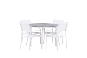 Matgrupp Utomhus Break 120 cm Rund med 4 Santorini Utestolar - Grå - Utemöbler & utemiljö - Utegrupp - Matgrupp utomhus