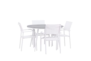 Matgrupp Utomhus Break 120 cm Rund med 4 Santorini Utestolar - Grå - Utemöbler & utemiljö - Utegrupp - Matgrupp utomhus