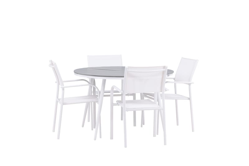 Matgrupp Utomhus Break 120 cm Rund med 4 Santorini Utestolar - Grå - Utemöbler & utemiljö - Utegrupp - Matgrupp utomhus