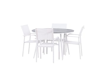 Matgrupp Utomhus Break 120 cm Rund med 4 Santorini Utestolar - Grå - Utemöbler & utemiljö - Utegrupp - Matgrupp utomhus