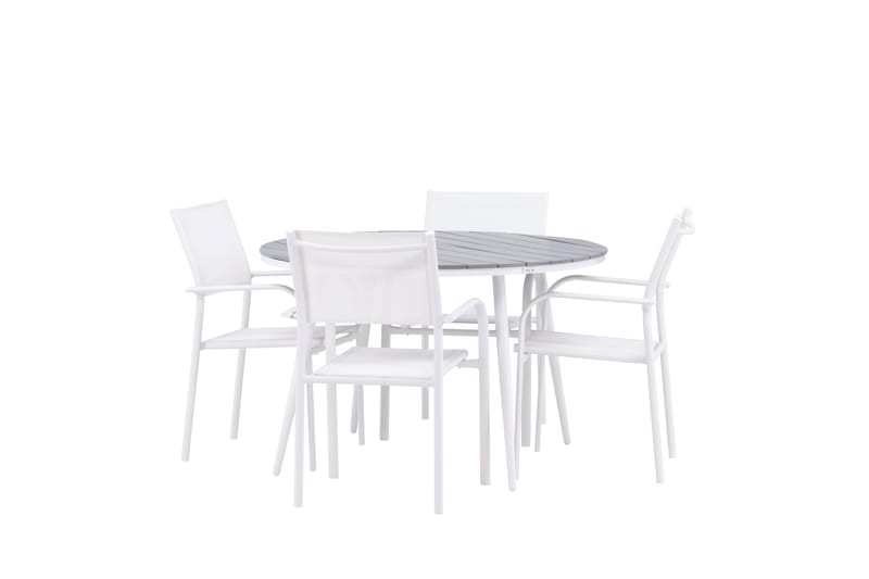 Matgrupp Utomhus Break 120 cm Rund med 4 Santorini Utestolar - Grå - Utemöbler & utemiljö - Utegrupp - Matgrupp utomhus