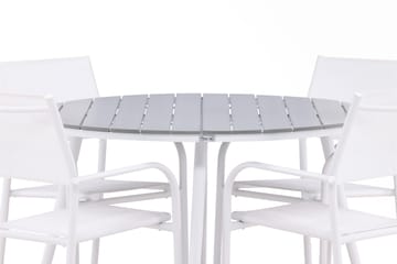 Matgrupp Utomhus Break 120 cm Rund med 4 Santorini Utestolar - Grå - Utemöbler & utemiljö - Utegrupp - Matgrupp utomhus