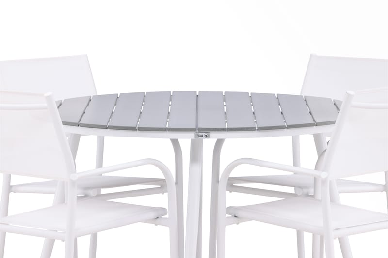 Matgrupp Utomhus Break 120 cm Rund med 4 Santorini Utestolar - Grå - Utemöbler & utemiljö - Utegrupp - Matgrupp utomhus