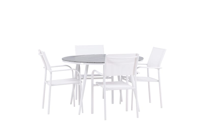 Matgrupp Utomhus Break 120 cm Rund med 4 Santorini Utestolar - Grå - Utemöbler & utemiljö - Utegrupp - Matgrupp utomhus