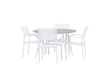 Matgrupp Utomhus Break 120 cm Rund med 4 Santorini Utestolar - Grå - Utemöbler & utemiljö - Utegrupp - Matgrupp utomhus