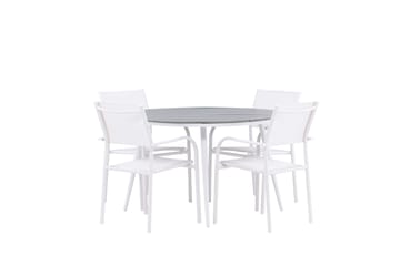 Matgrupp Utomhus Break 120 cm Rund med 4 Santorini Utestolar - Grå - Utemöbler & utemiljö - Utegrupp - Matgrupp utomhus