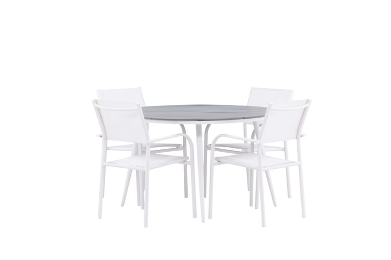 Matgrupp Utomhus Break 120 cm Rund med 4 Santorini Utestolar - Grå - Utemöbler & utemiljö - Utegrupp - Matgrupp utomhus