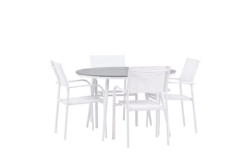 Matgrupp Utomhus Break 120 cm Rund med 4 Santorini Utestolar - Grå - Utemöbler & utemiljö - Utegrupp - Matgrupp utomhus