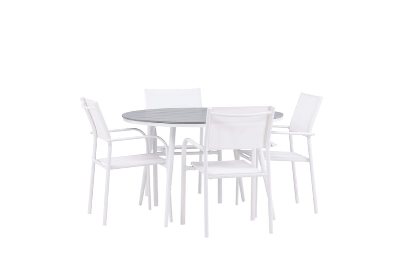 Matgrupp Utomhus Break 120 cm Rund med 4 Santorini Utestolar - Grå - Utemöbler & utemiljö - Utegrupp - Matgrupp utomhus