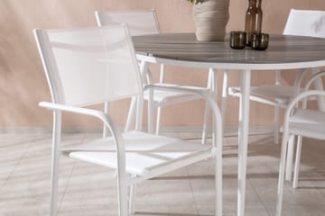 Matgrupp Utomhus Break 120 cm Rund med 4 Santorini Utestolar - Grå - Utemöbler & utemiljö - Utegrupp - Matgrupp utomhus