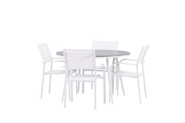 Matgrupp Utomhus Break 120 cm Rund med 4 Santorini Utestolar - Grå - Utemöbler & utemiljö - Utegrupp - Matgrupp utomhus